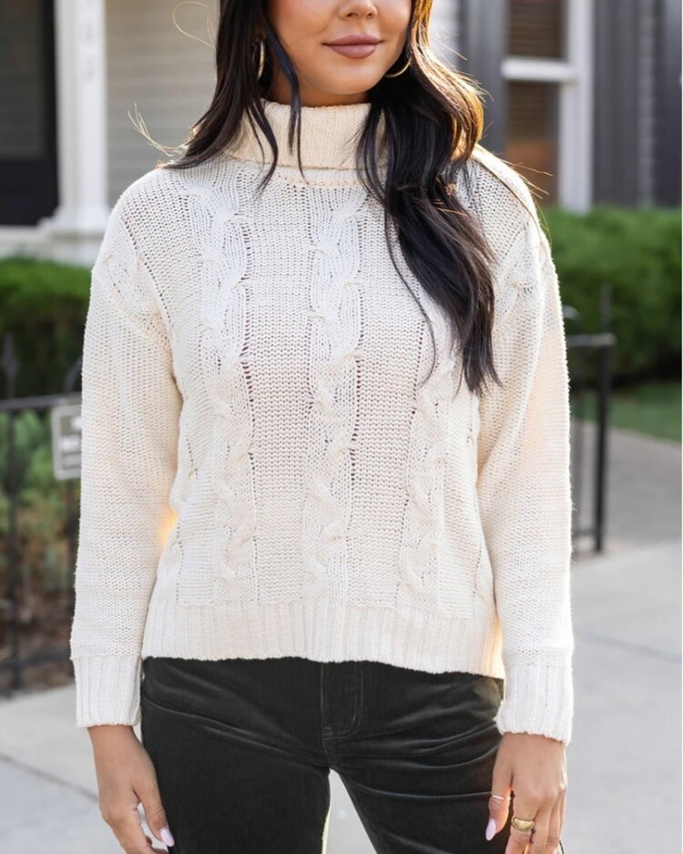 Grace & Lace High Neck Cable Knit