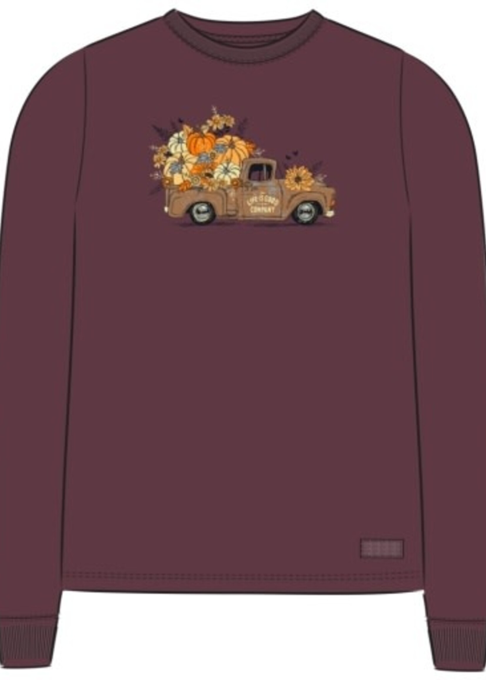 Life is Good WOMEN'S FALL FLOWERS & PUMPKINS PICKUP L