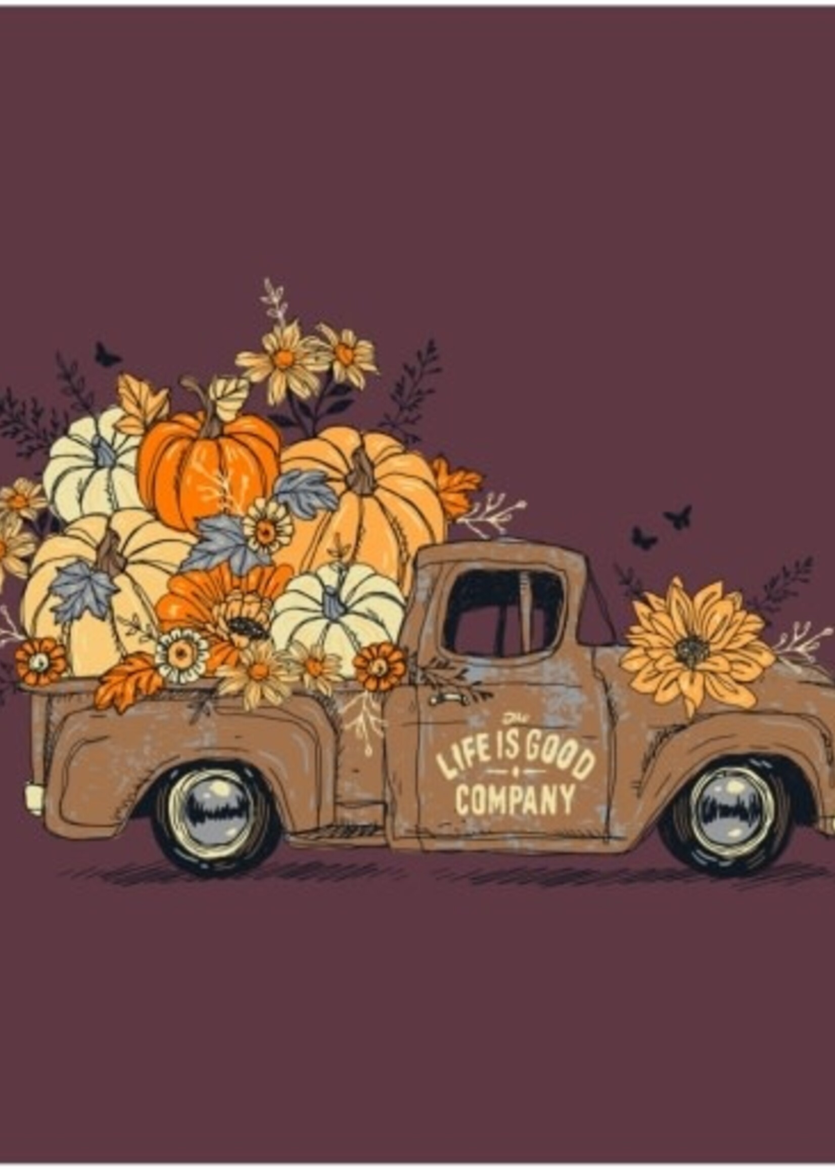 Life is Good WOMEN'S FALL FLOWERS & PUMPKINS PICKUP L