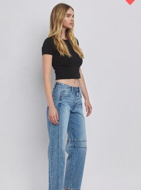 High Rise Dart Structured Barrel Jean