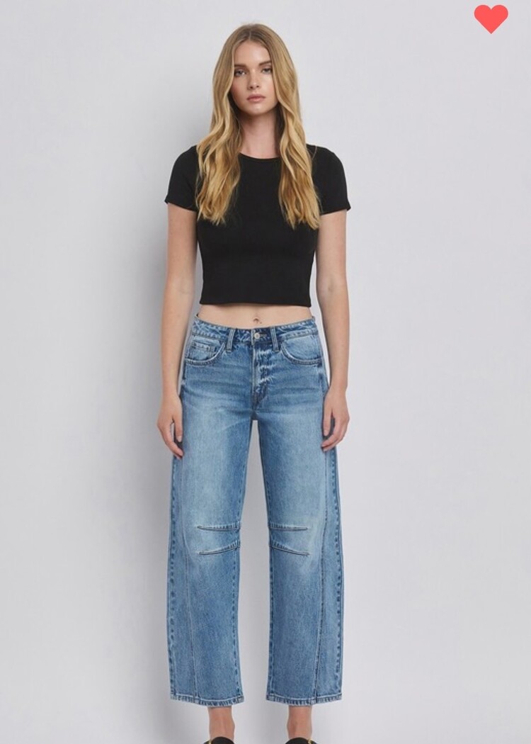 High Rise Dart Structured Barrel Jean