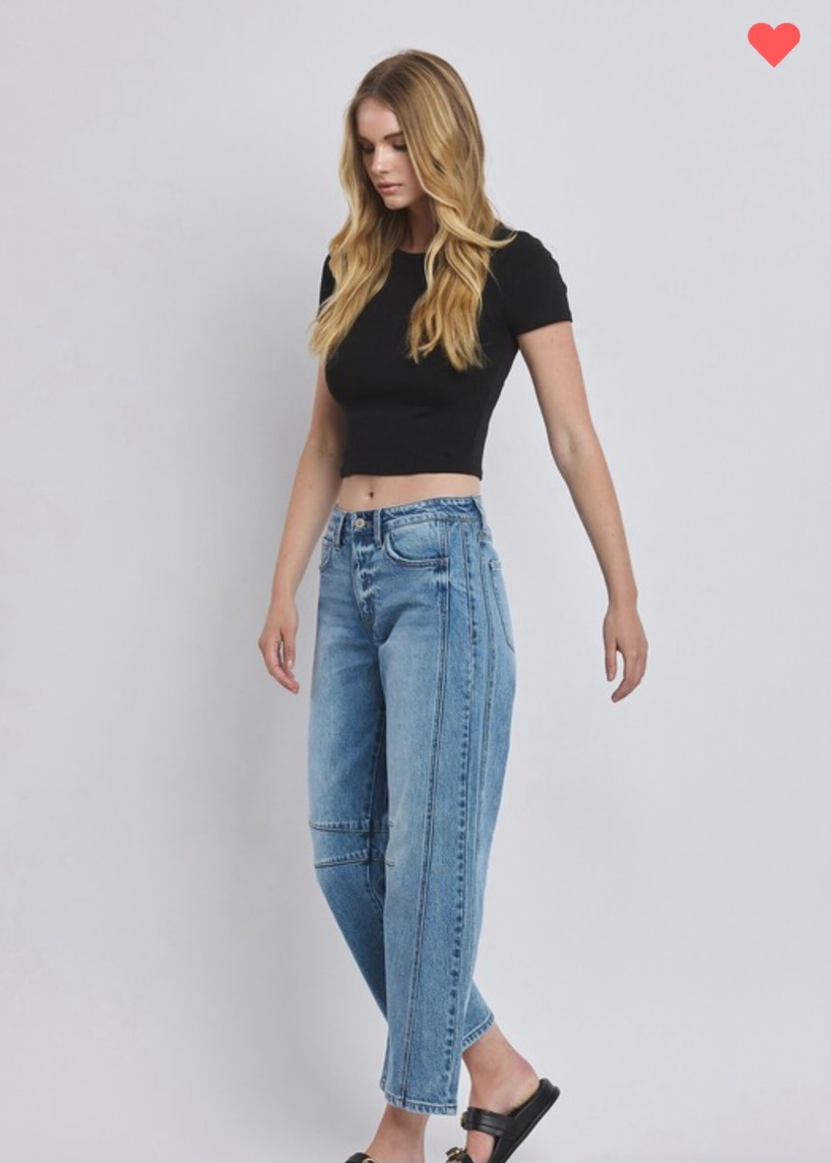 High Rise Dart Structured Barrel Jean