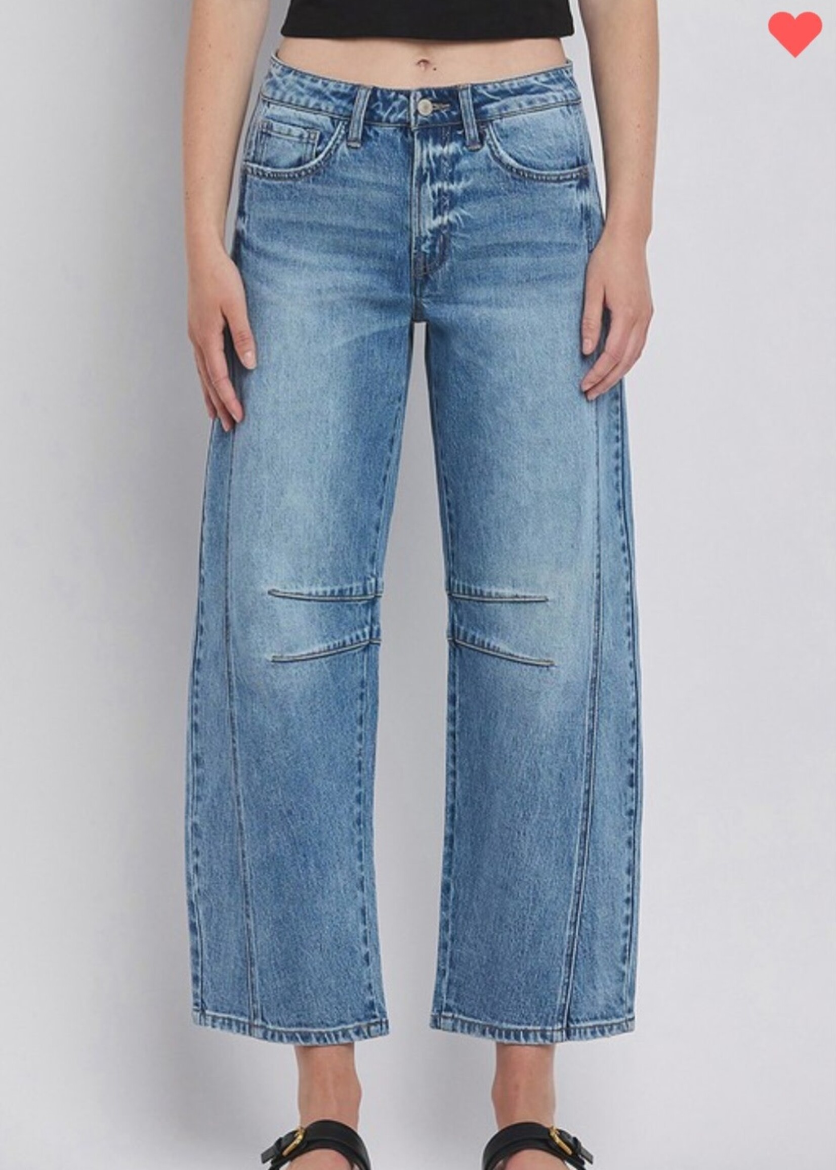 High Rise Dart Structured Barrel Jean