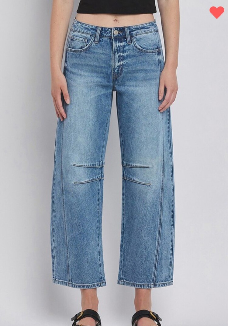High Rise Dart Structured Barrel Jean
