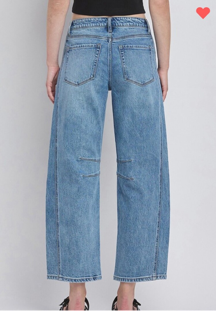 High Rise Dart Structured Barrel Jean