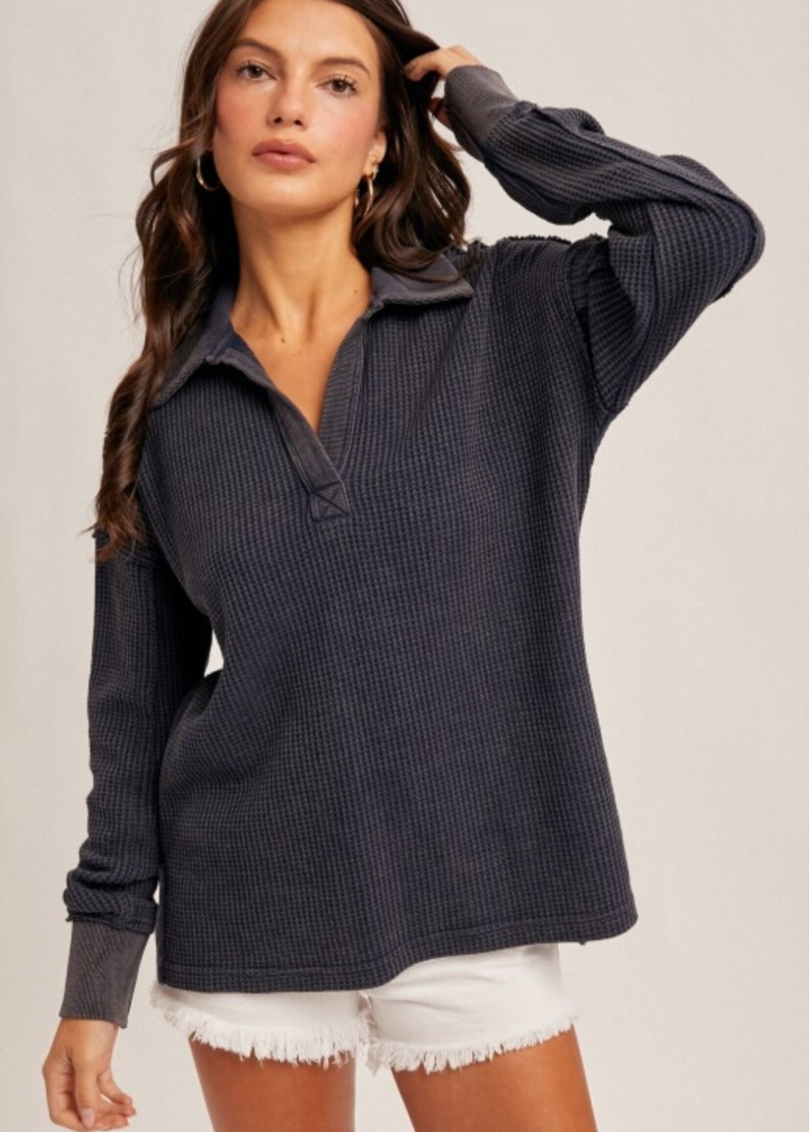 Hem & Thread Washed Waffle Pullover
