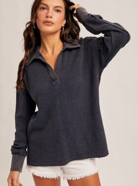 Hem & Thread Washed Waffle Pullover