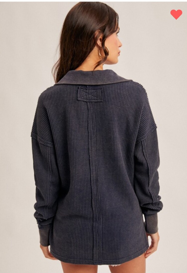 Hem & Thread Washed Waffle Pullover