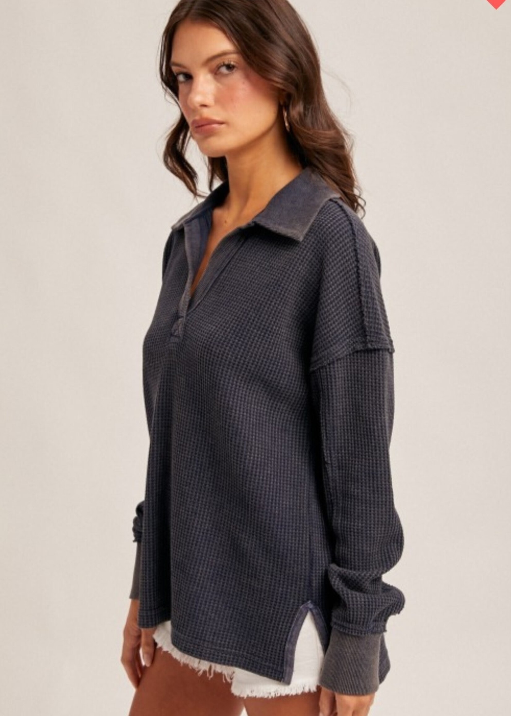 Hem & Thread Washed Waffle Pullover