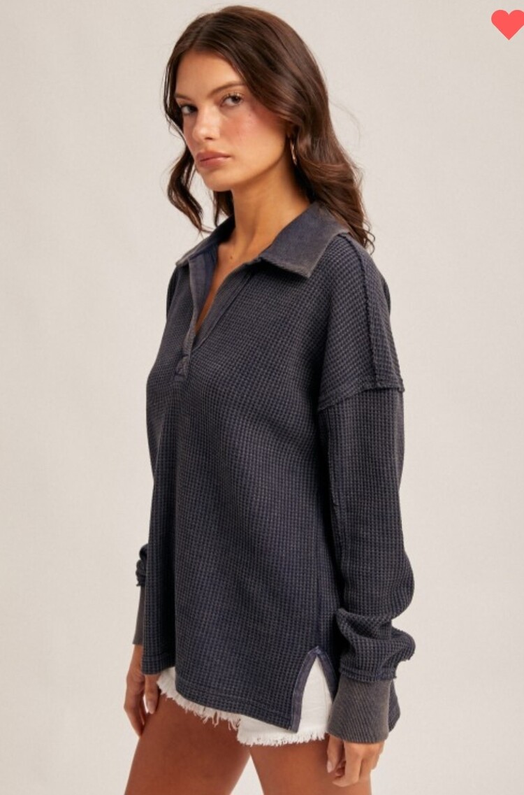Hem & Thread Washed Waffle Pullover