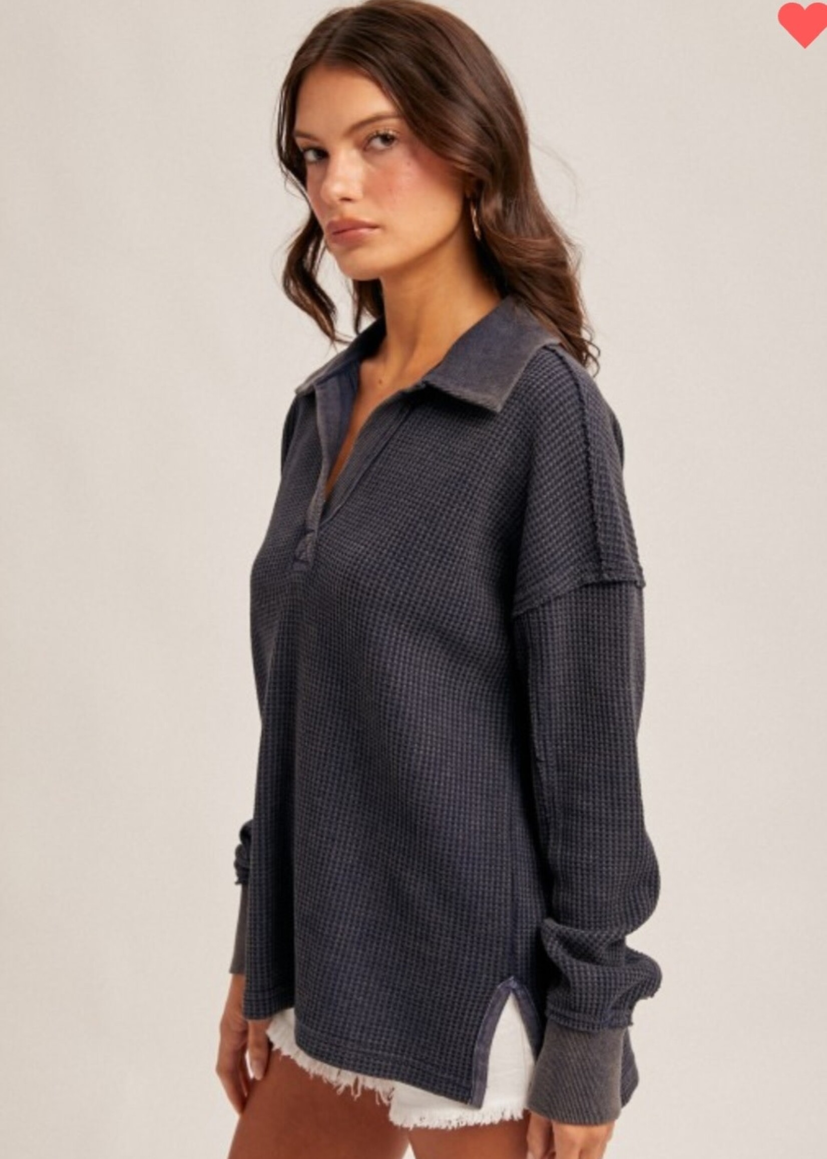 Hem & Thread Washed Waffle Pullover
