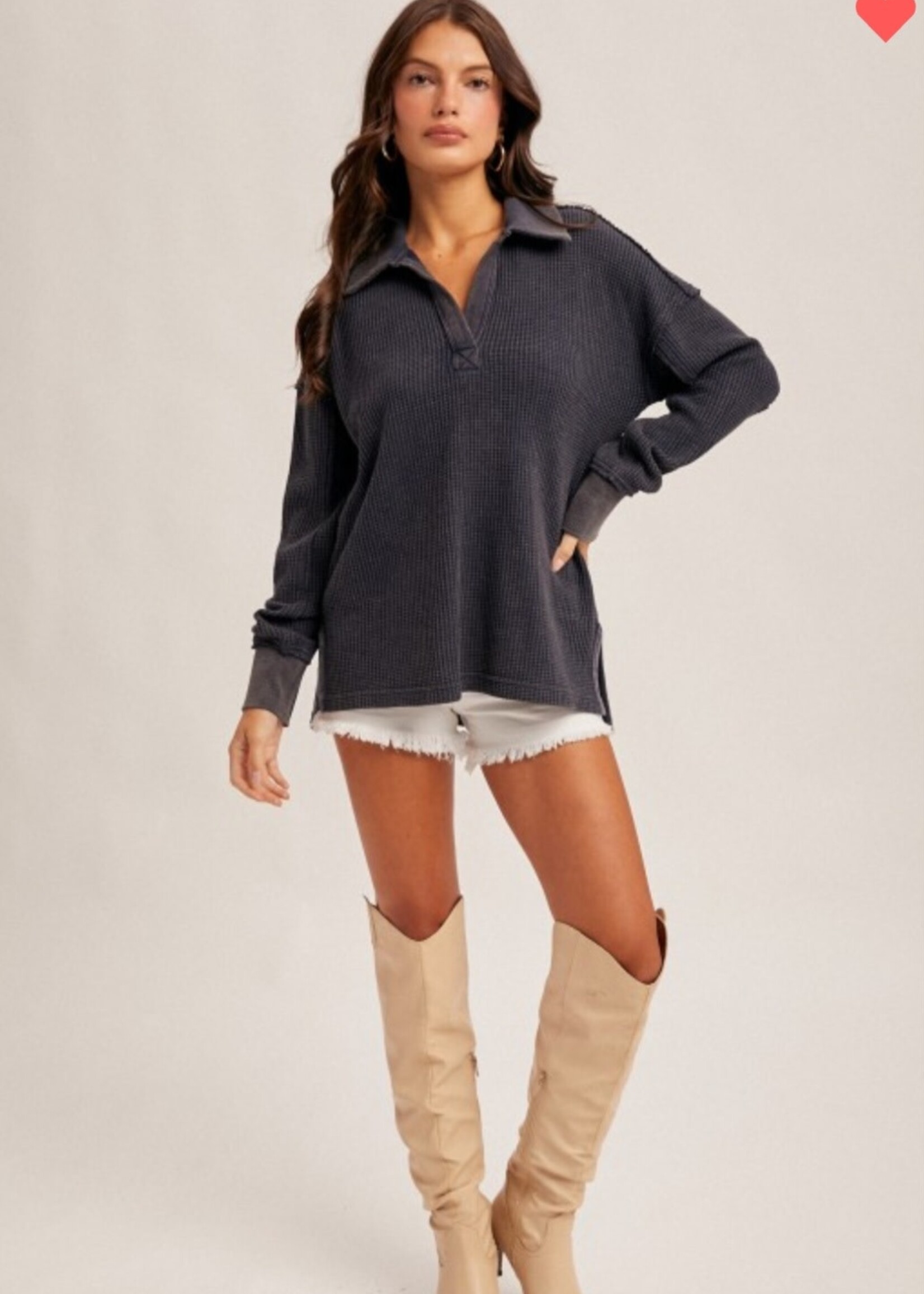 Hem & Thread Washed Waffle Pullover