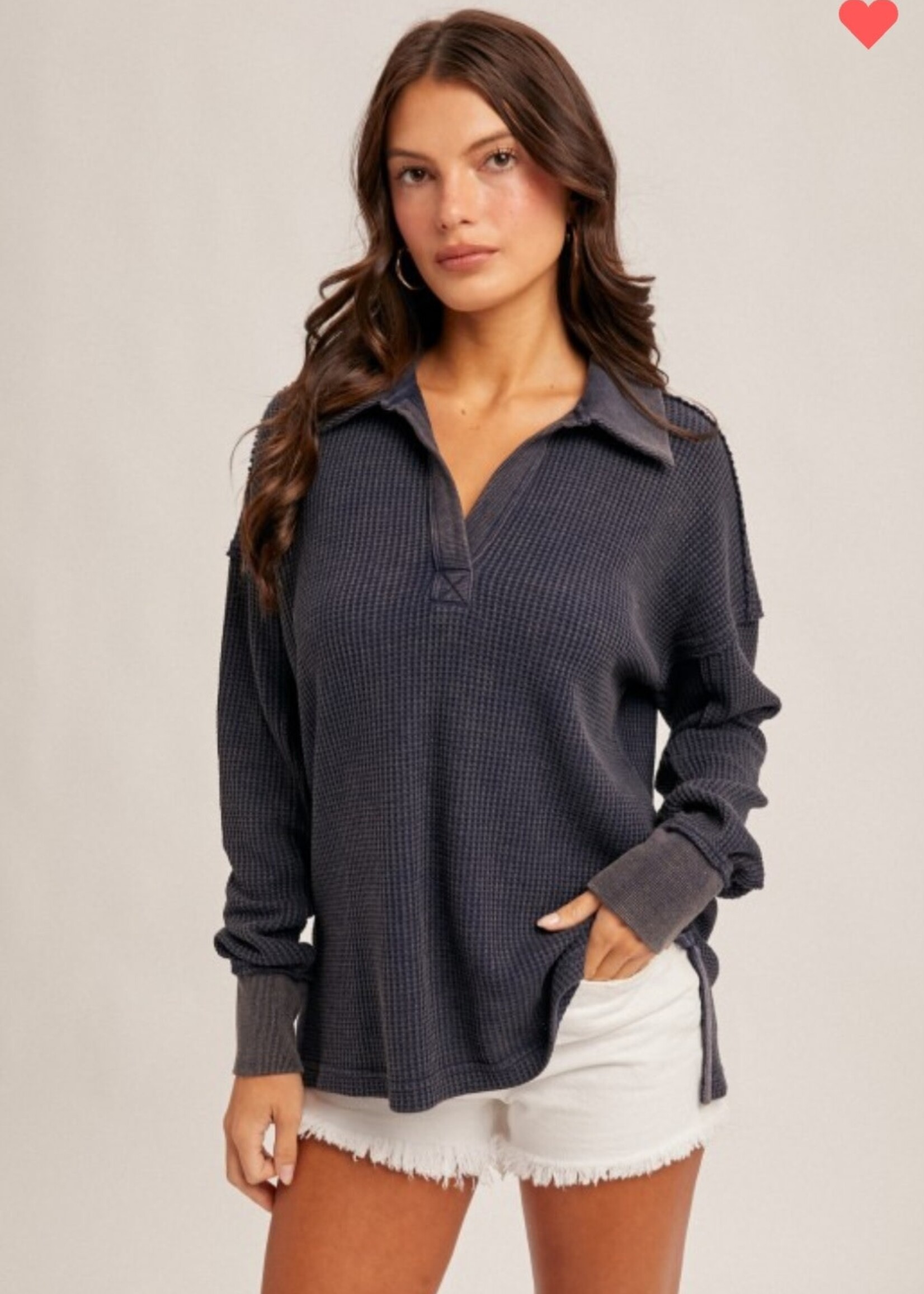 Hem & Thread Washed Waffle Pullover