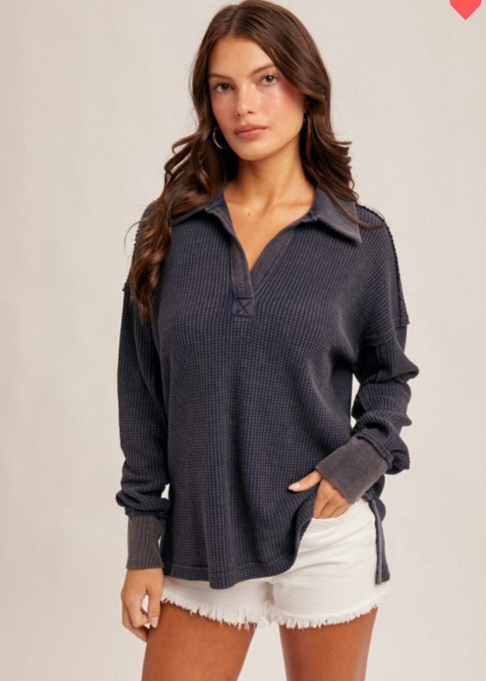 Hem & Thread Washed Waffle Pullover