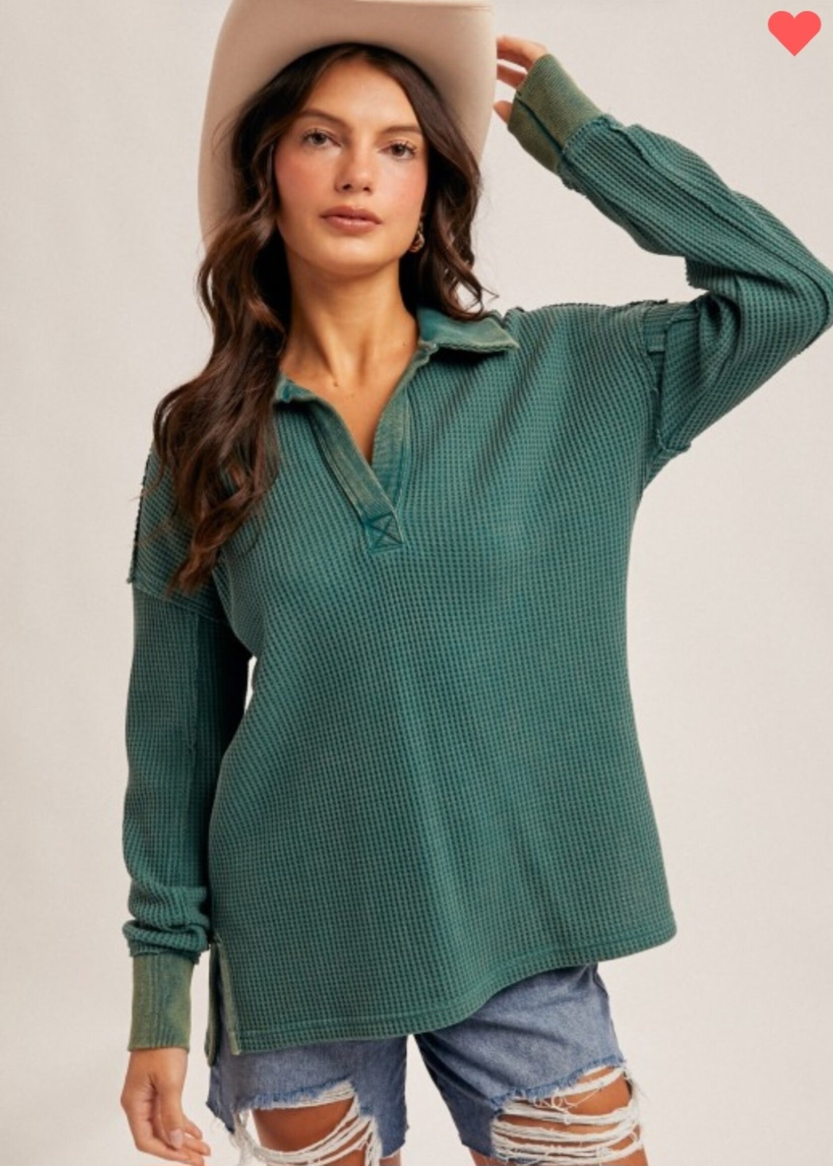 Hem & Thread Washed Waffle Pullover
