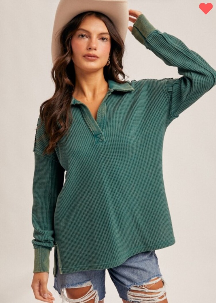 Hem & Thread Washed Waffle Pullover