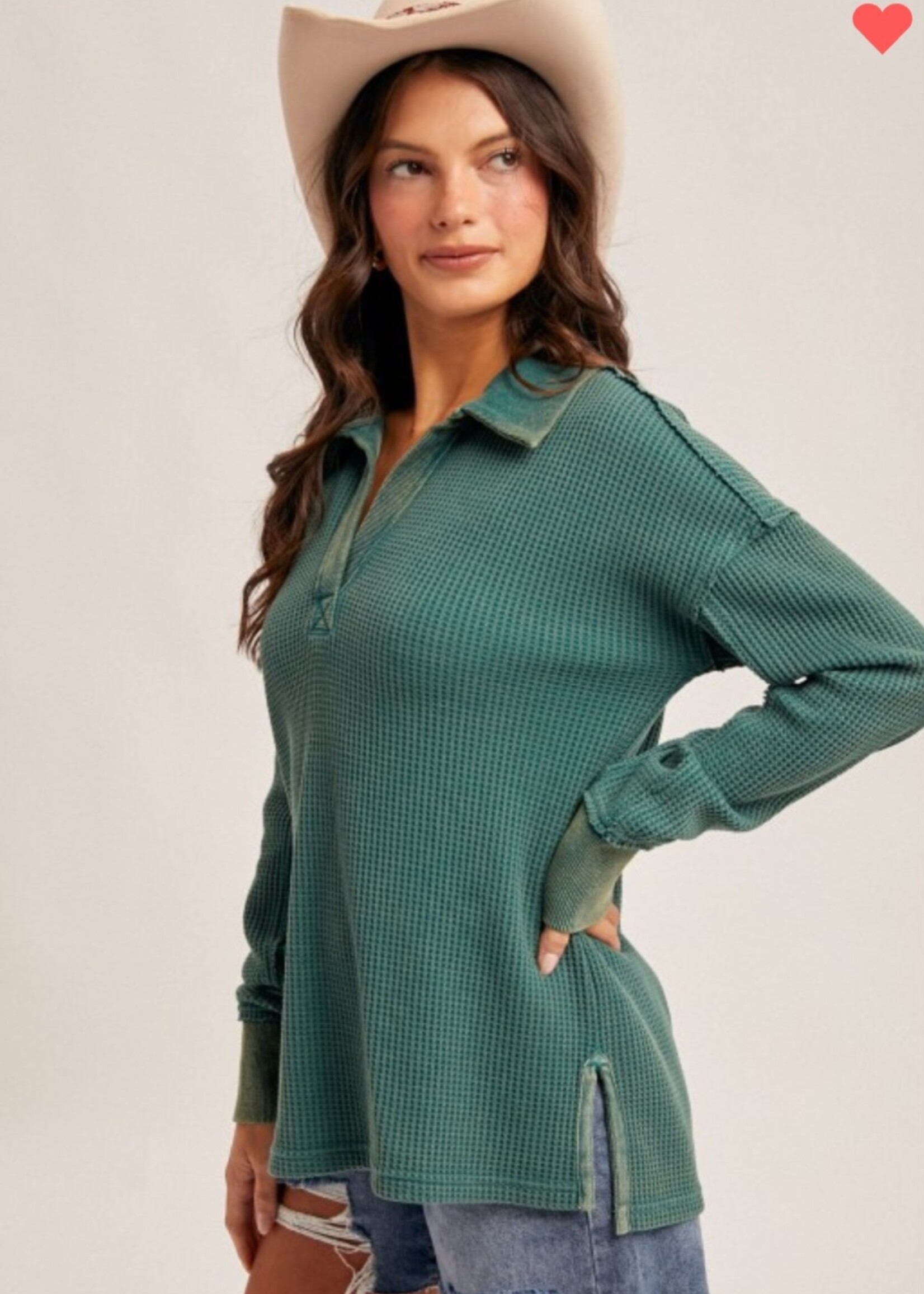 Hem & Thread Washed Waffle Pullover