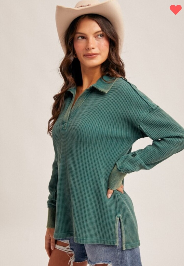 Hem & Thread Washed Waffle Pullover