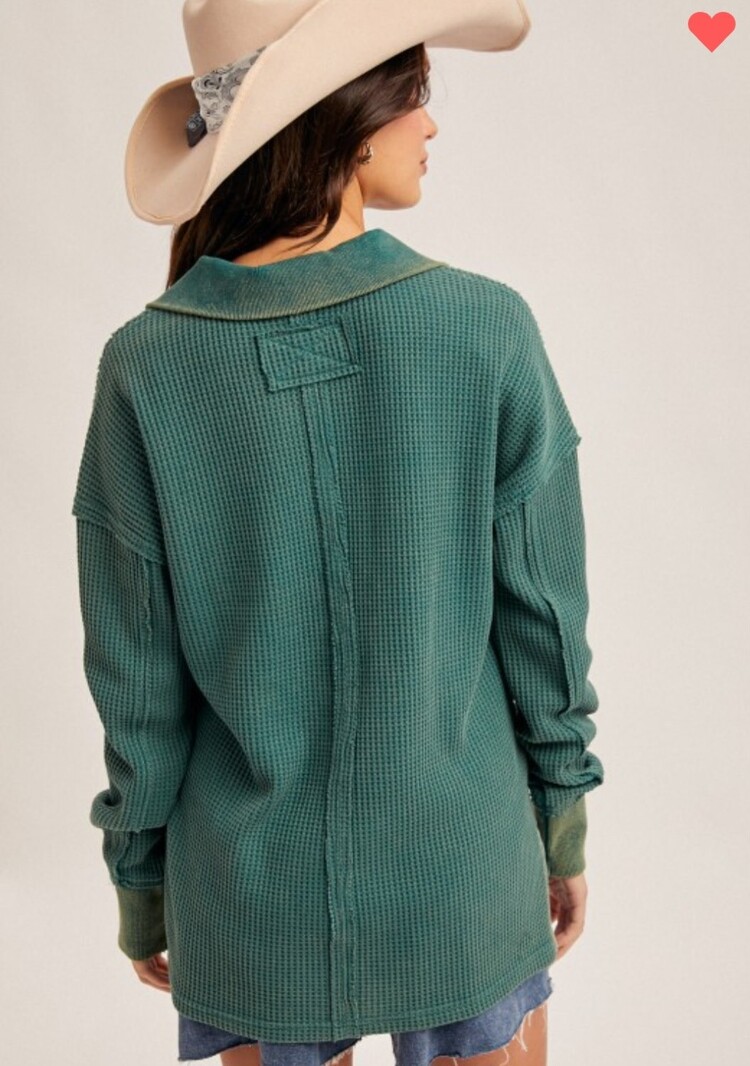 Hem & Thread Washed Waffle Pullover