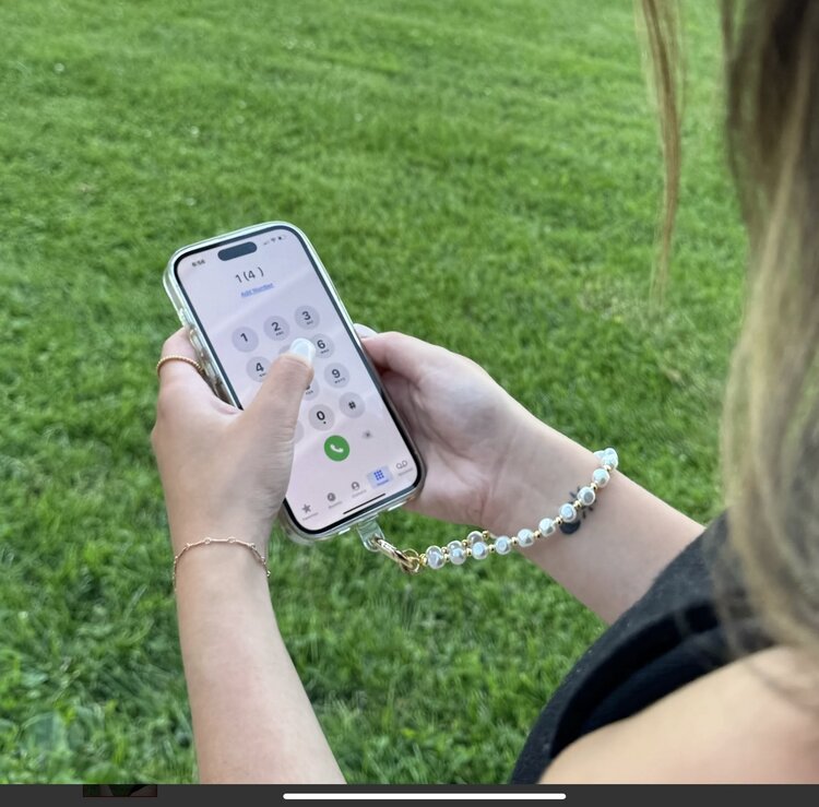 Save The Girls Beaded wristlet phone holder