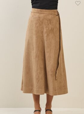 Able Suede A Line belted skirt