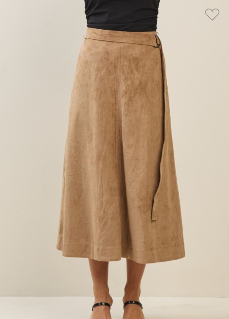 Able Suede A Line belted skirt