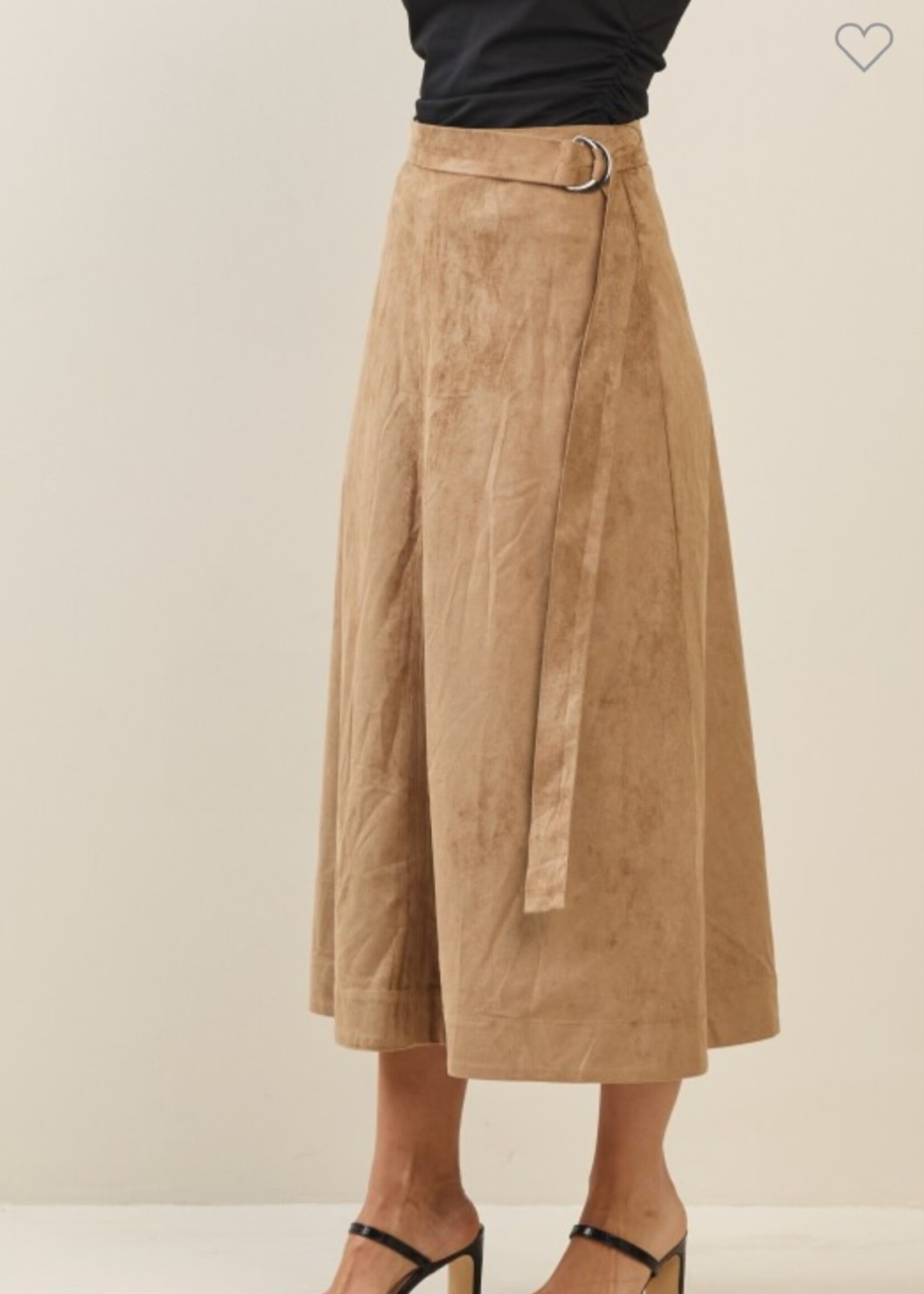 Able Suede A Line belted skirt