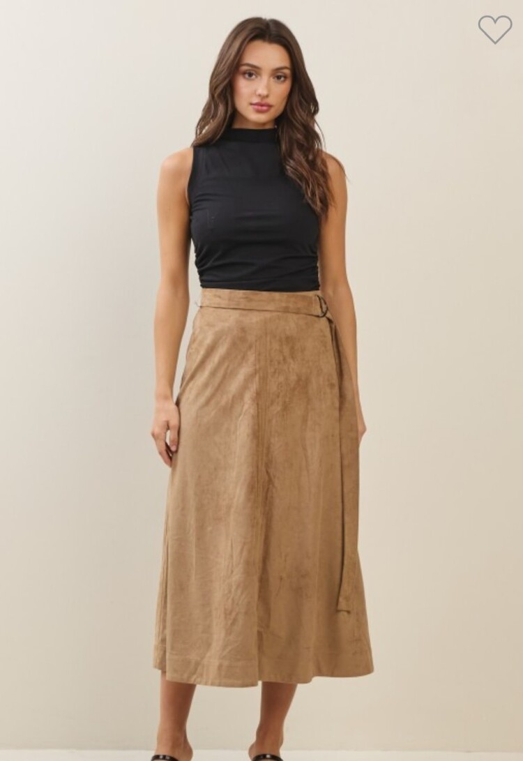 Able Suede A Line belted skirt