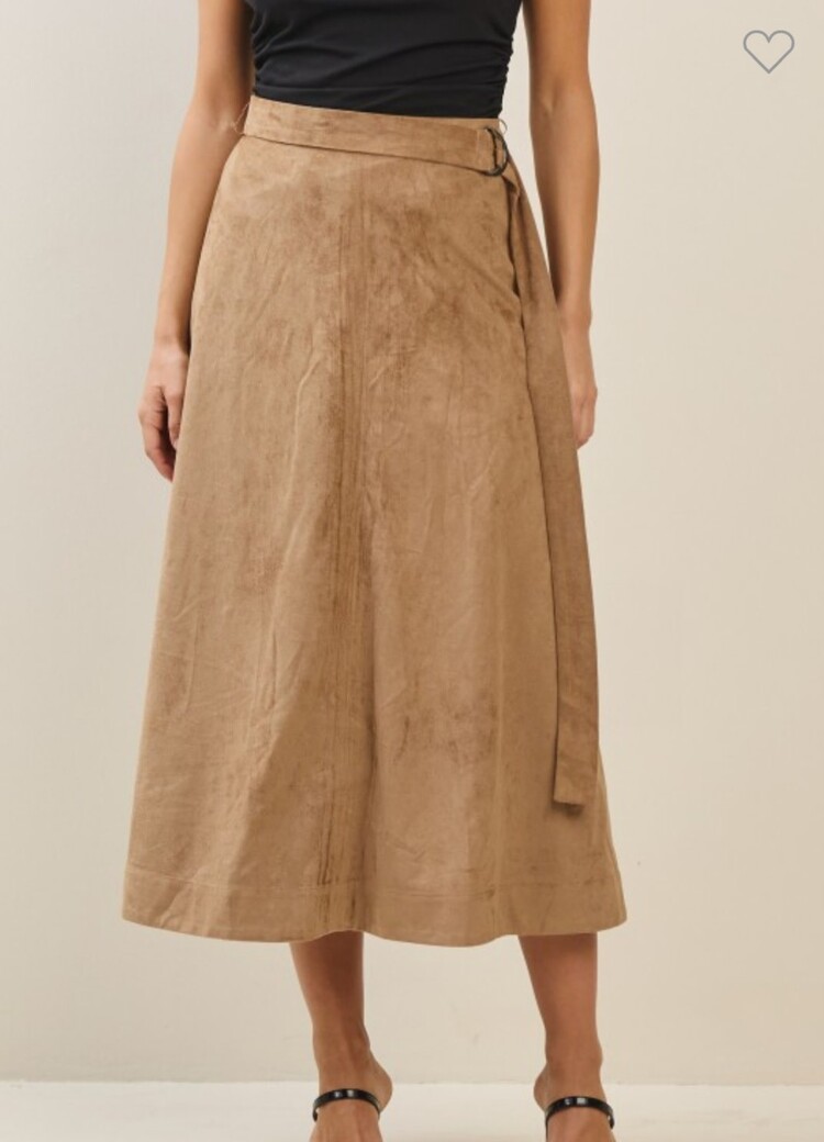 Able Suede A Line belted skirt
