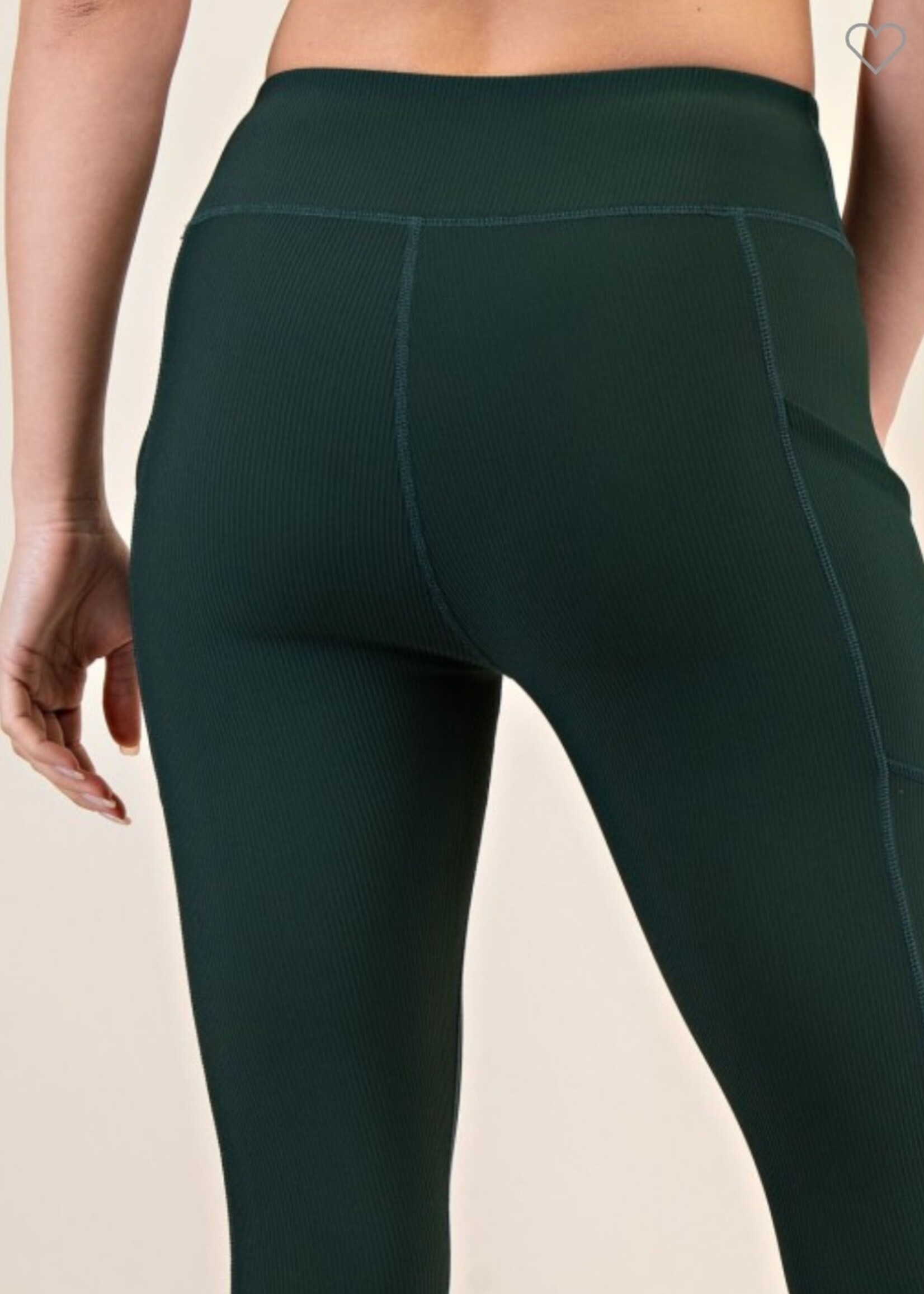 Rae Mode Nylon Rib Yoga Leggings with side pockets Regency Green