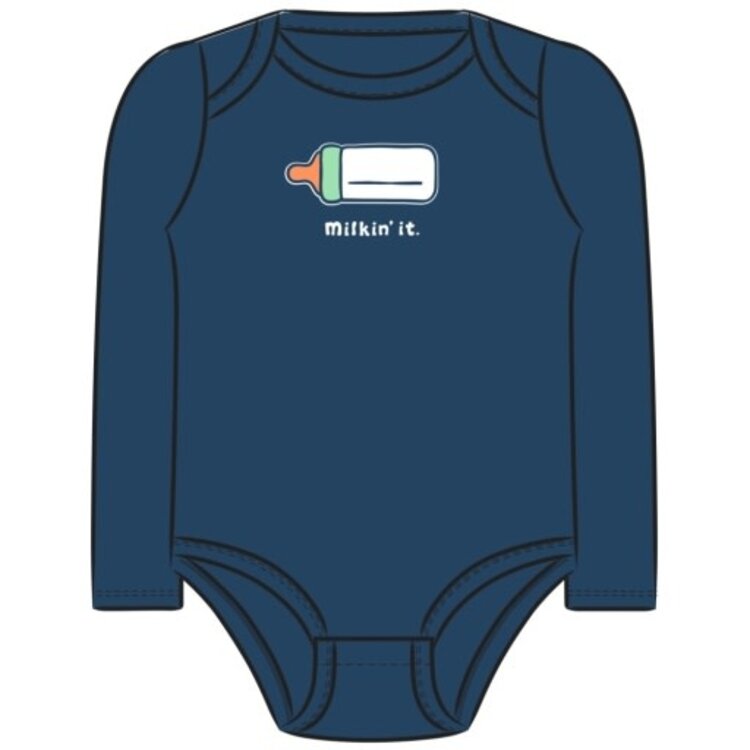 Life is Good MILKIN IT LONG SLEEVE CRUSHER BABY BODYS