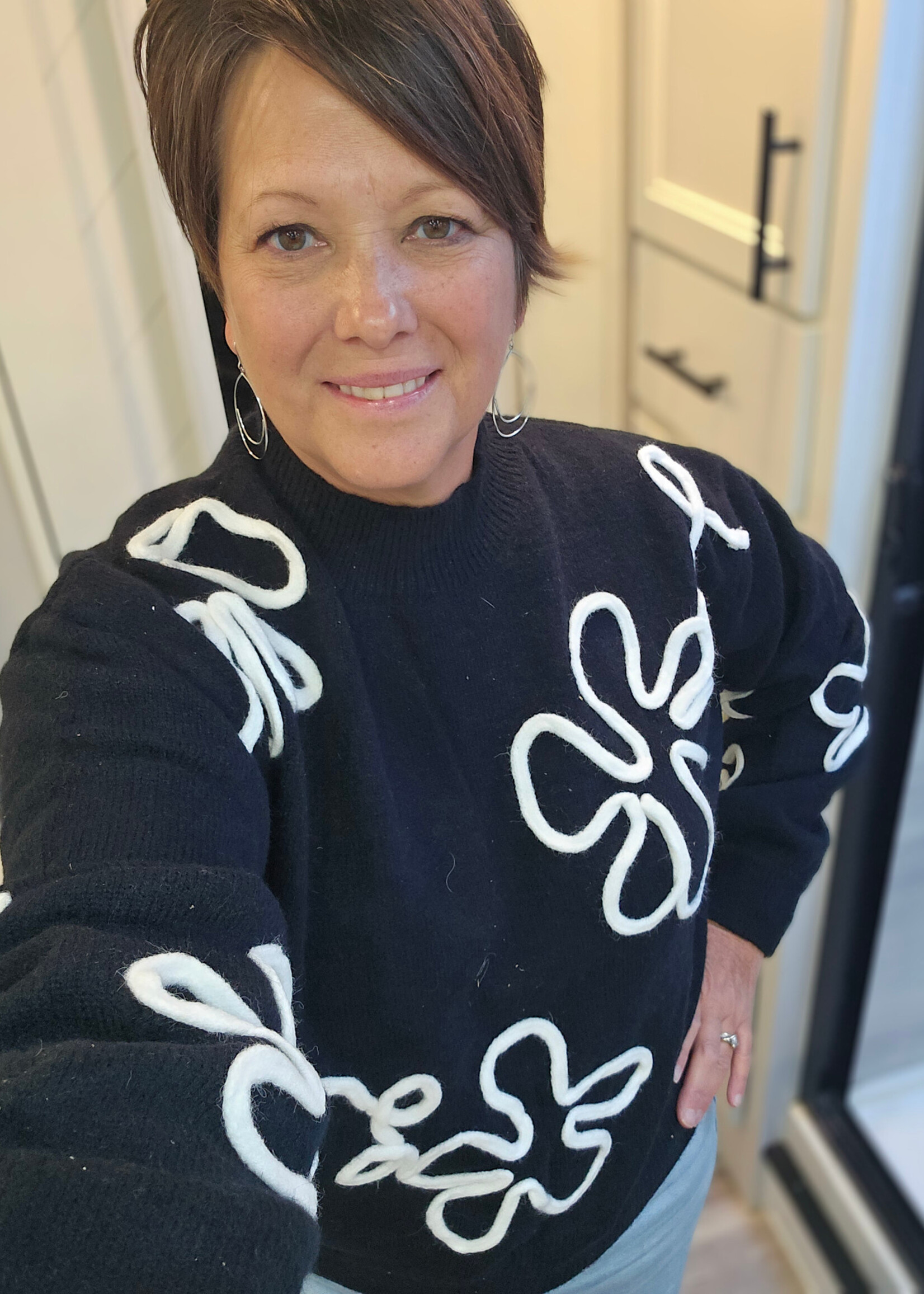 En Creme Whimsical Bloom Sweater