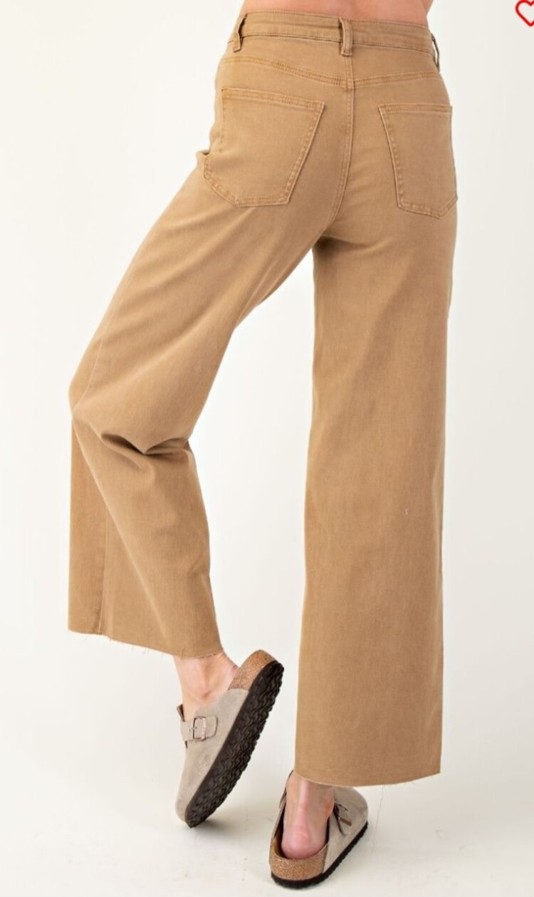 EASEL High Waisted Raw Hem Latte