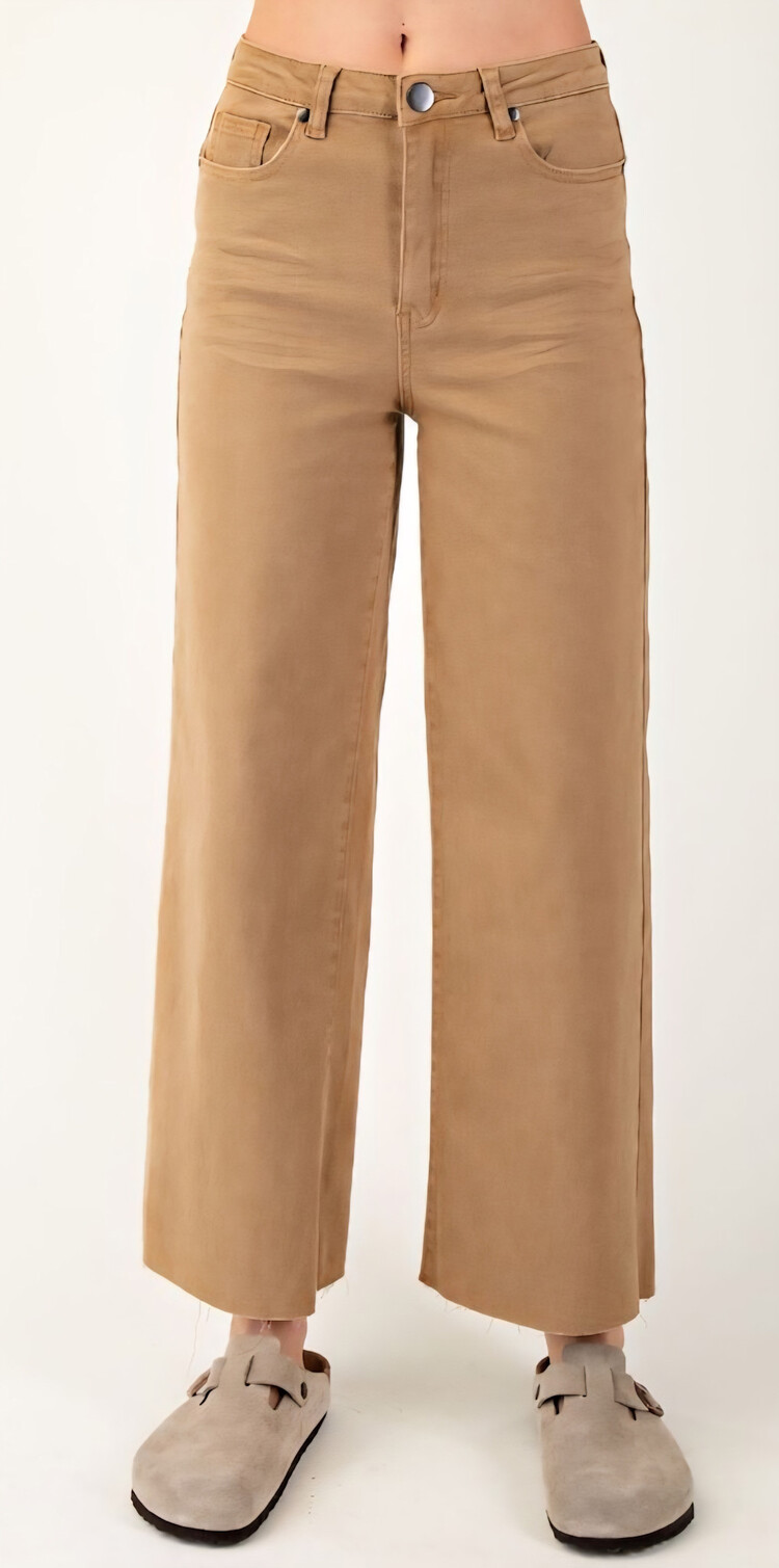 EASEL High Waisted Raw Hem Latte