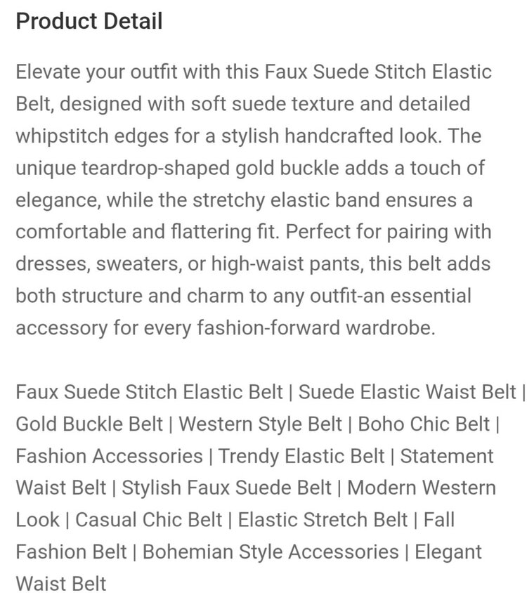 Faux Suede Strech Belts
