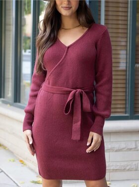 Grace & Lace Faux Wrap Holiday Sweater  Dress