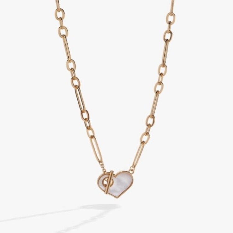 ALEX AND ANI heart mother of pearl toggle necklace