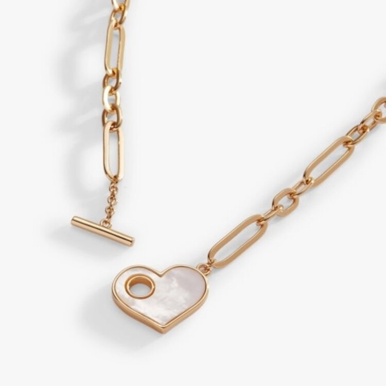 ALEX AND ANI heart mother of pearl toggle necklace