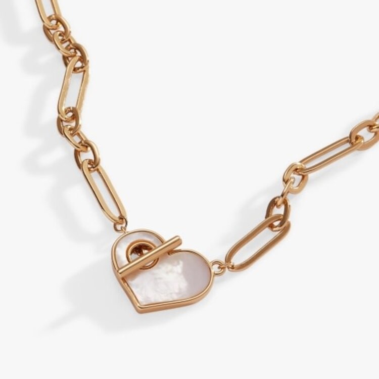 ALEX AND ANI heart mother of pearl toggle necklace