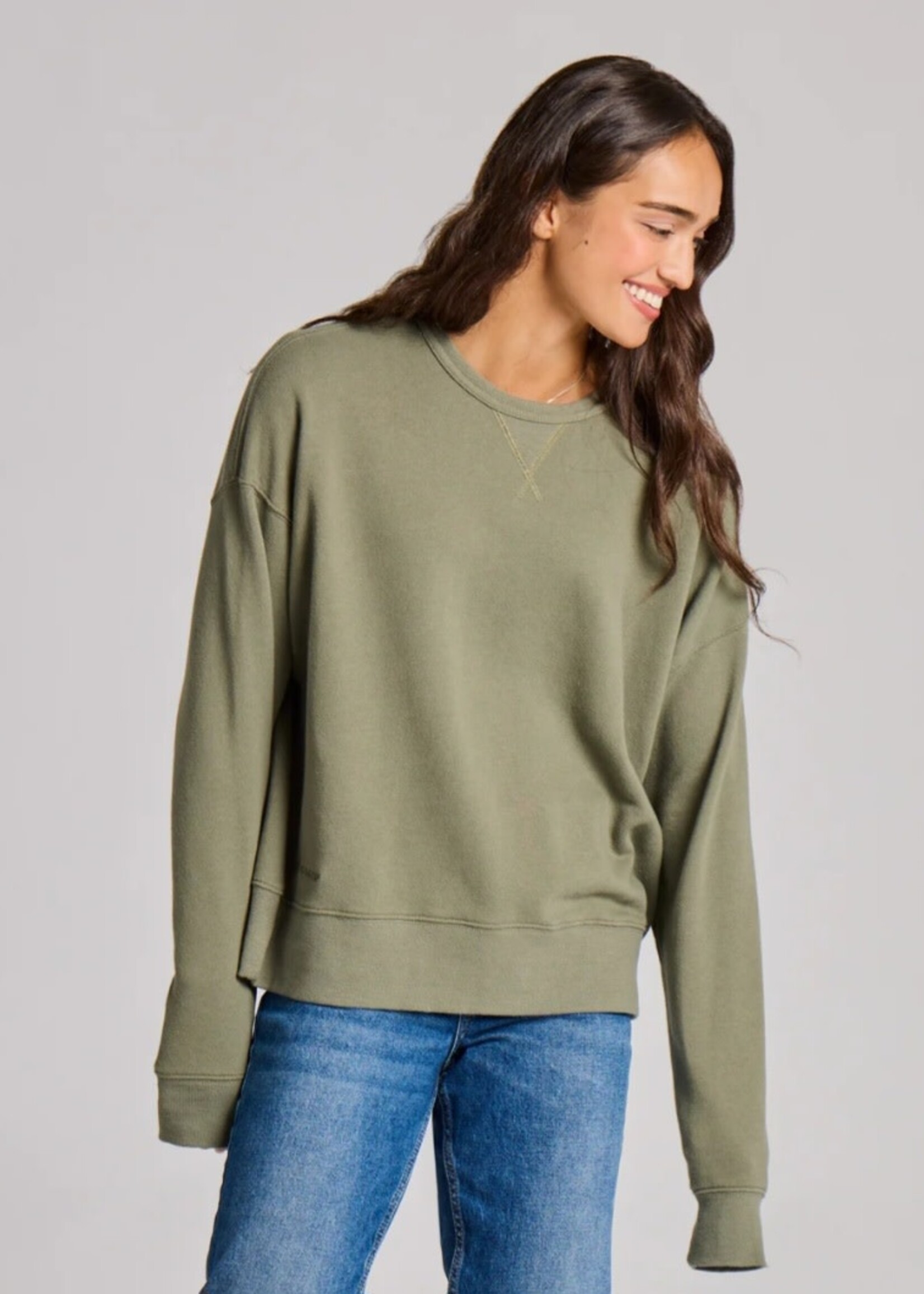 Life is Good WOMEN'S SOLID FRENCH TERRY BOXY CREW