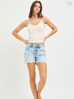 Risen Jeans Mid Rise Foral Lace Trim Shorts
