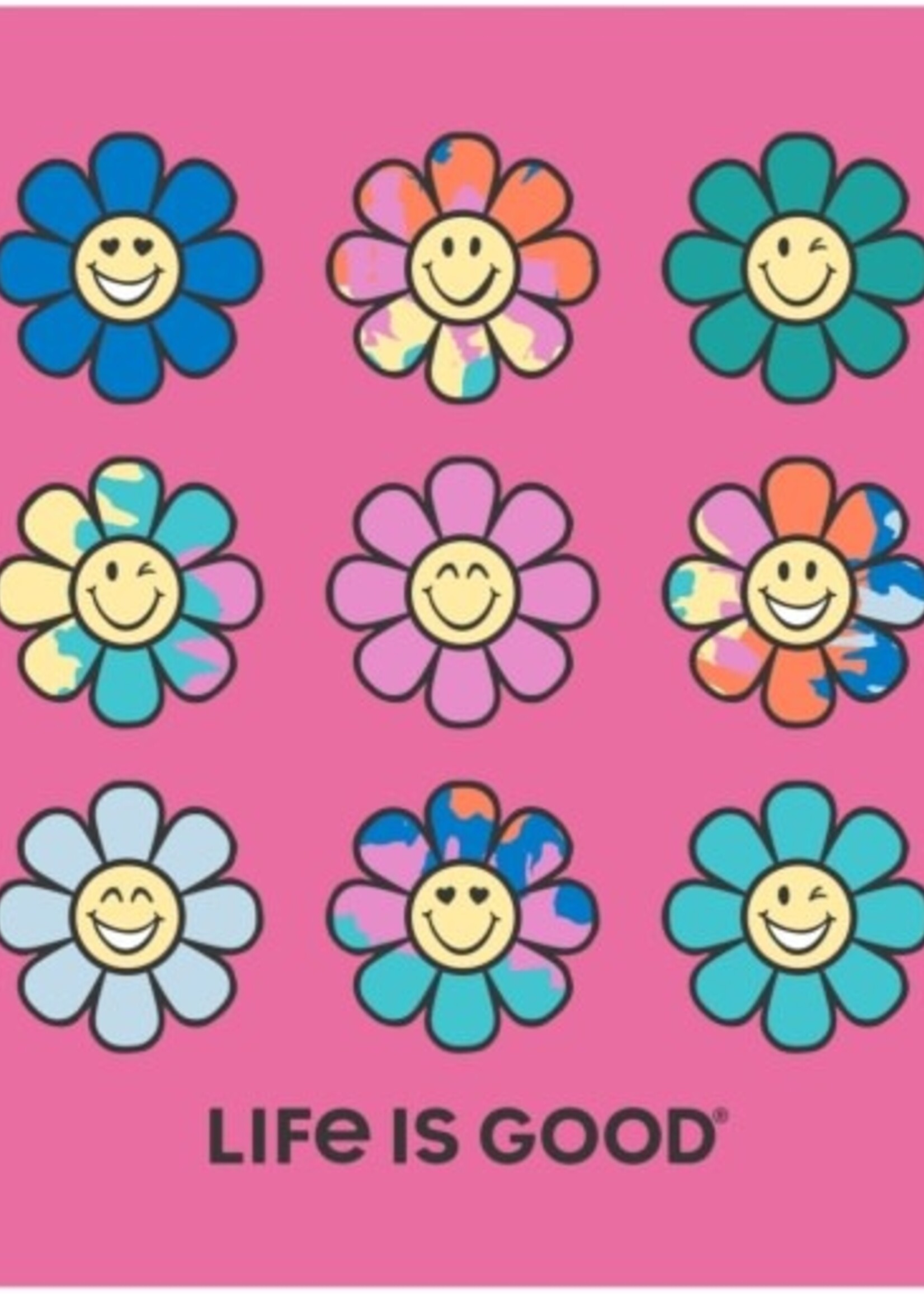 Life is Good KIDS TIE DYE SMILE DAISIES SHORT SLEEVE