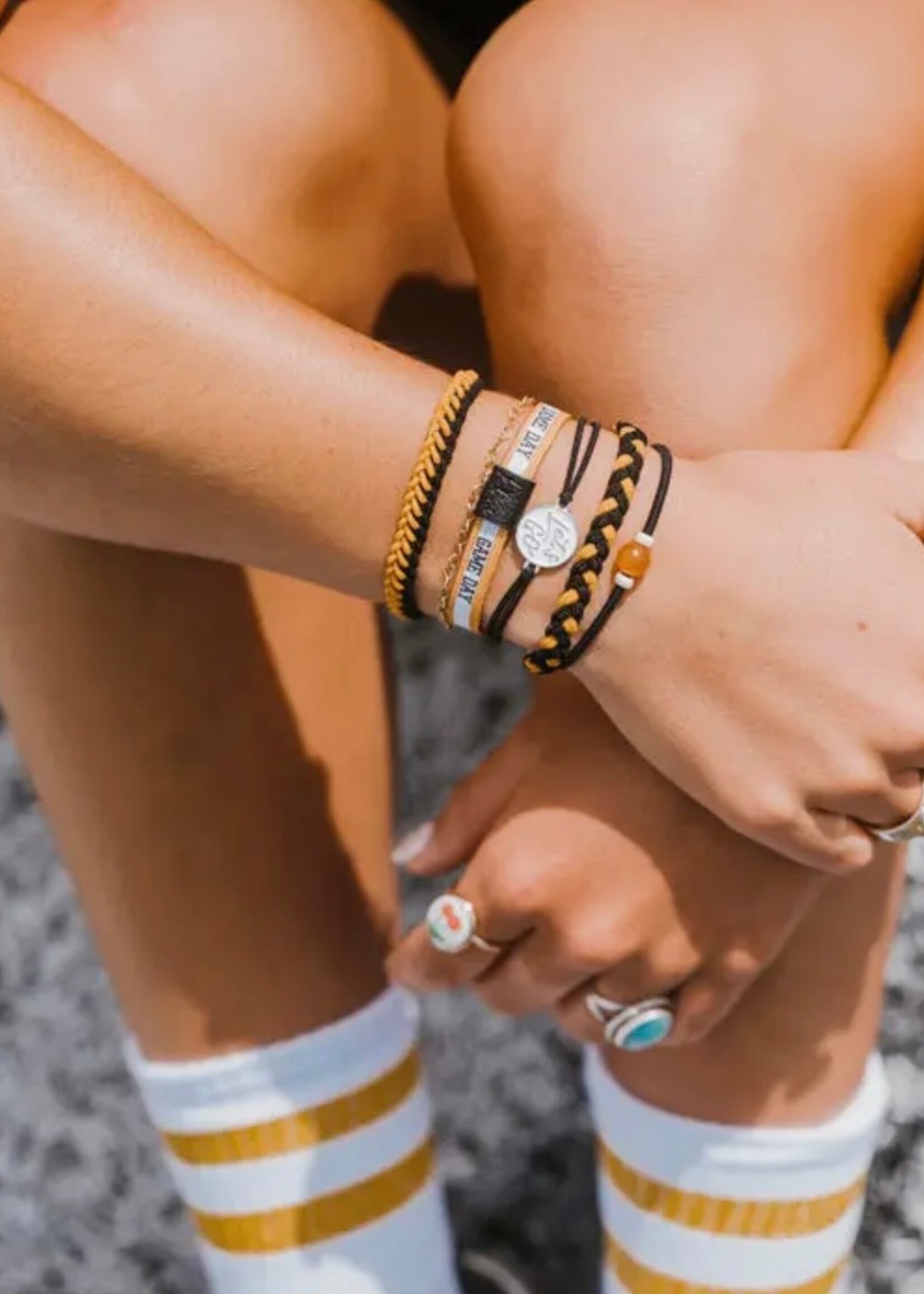 Klani Game Day Black/Gold Hair tie bracelets