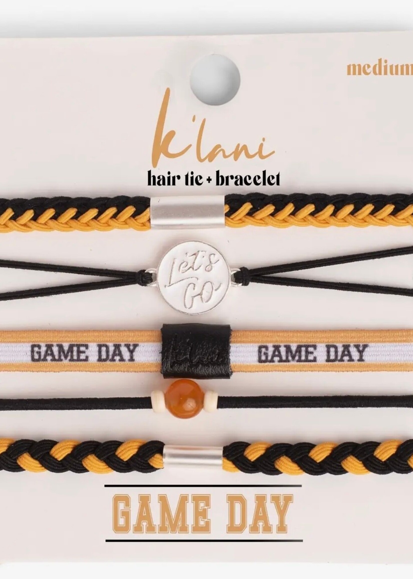 Klani Game Day Black/Gold Hair tie bracelets