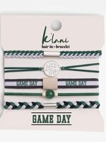 Klani Game Day Green/White/Black Hair tie bracelets