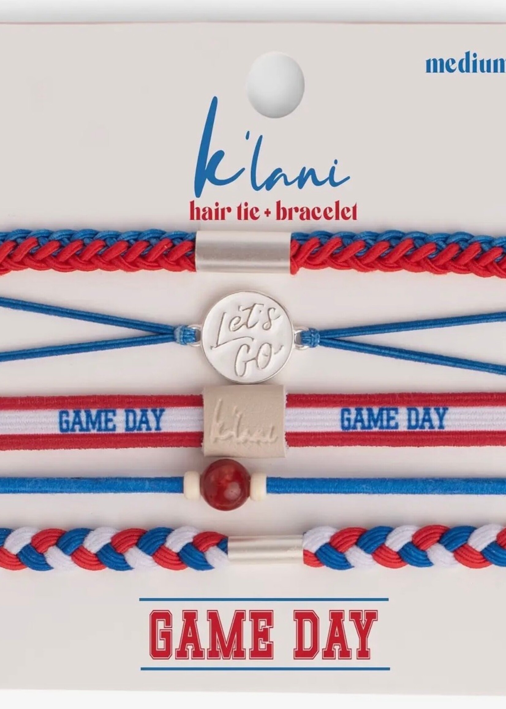 Klani Game day Red Blue White Hair Tie Bracelets