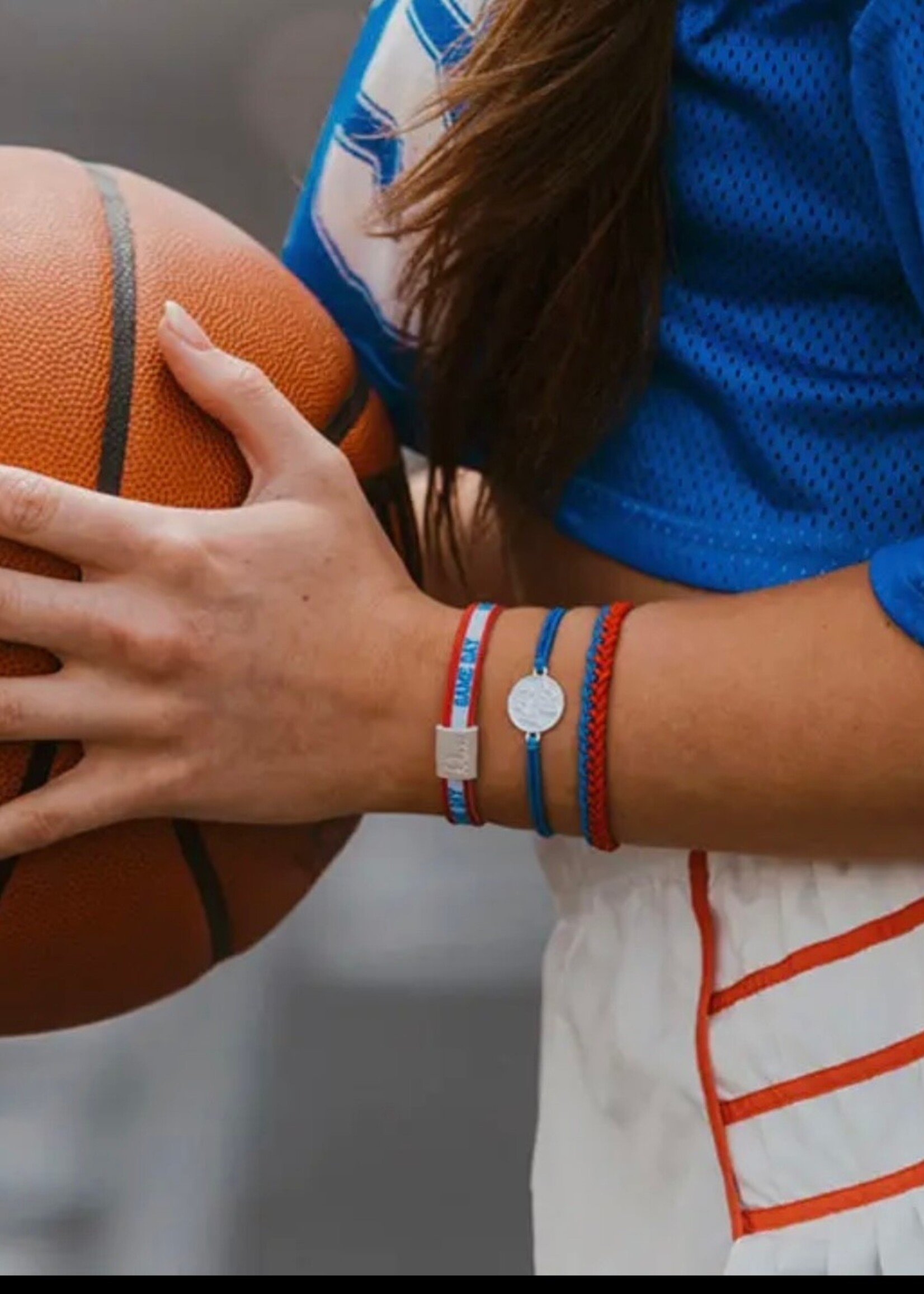 Klani Game day Red Blue White Hair Tie Bracelets