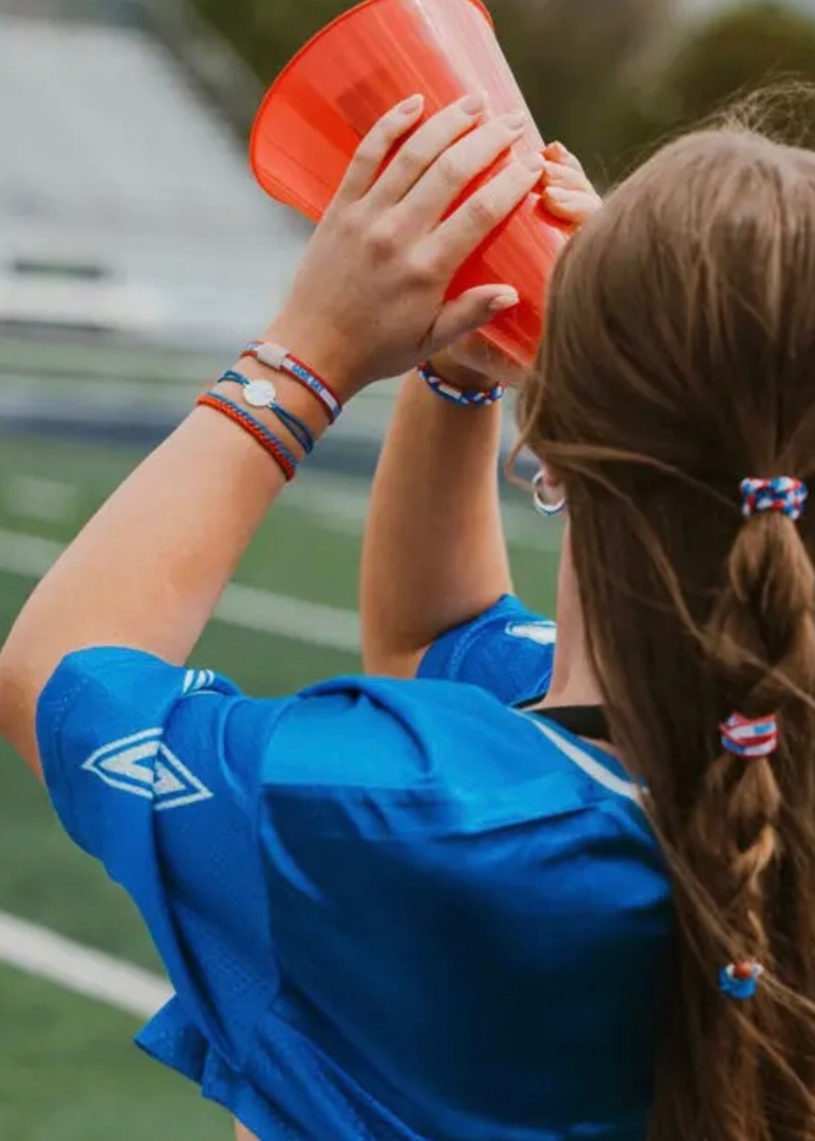 Klani Game day Red Blue White Hair Tie Bracelets