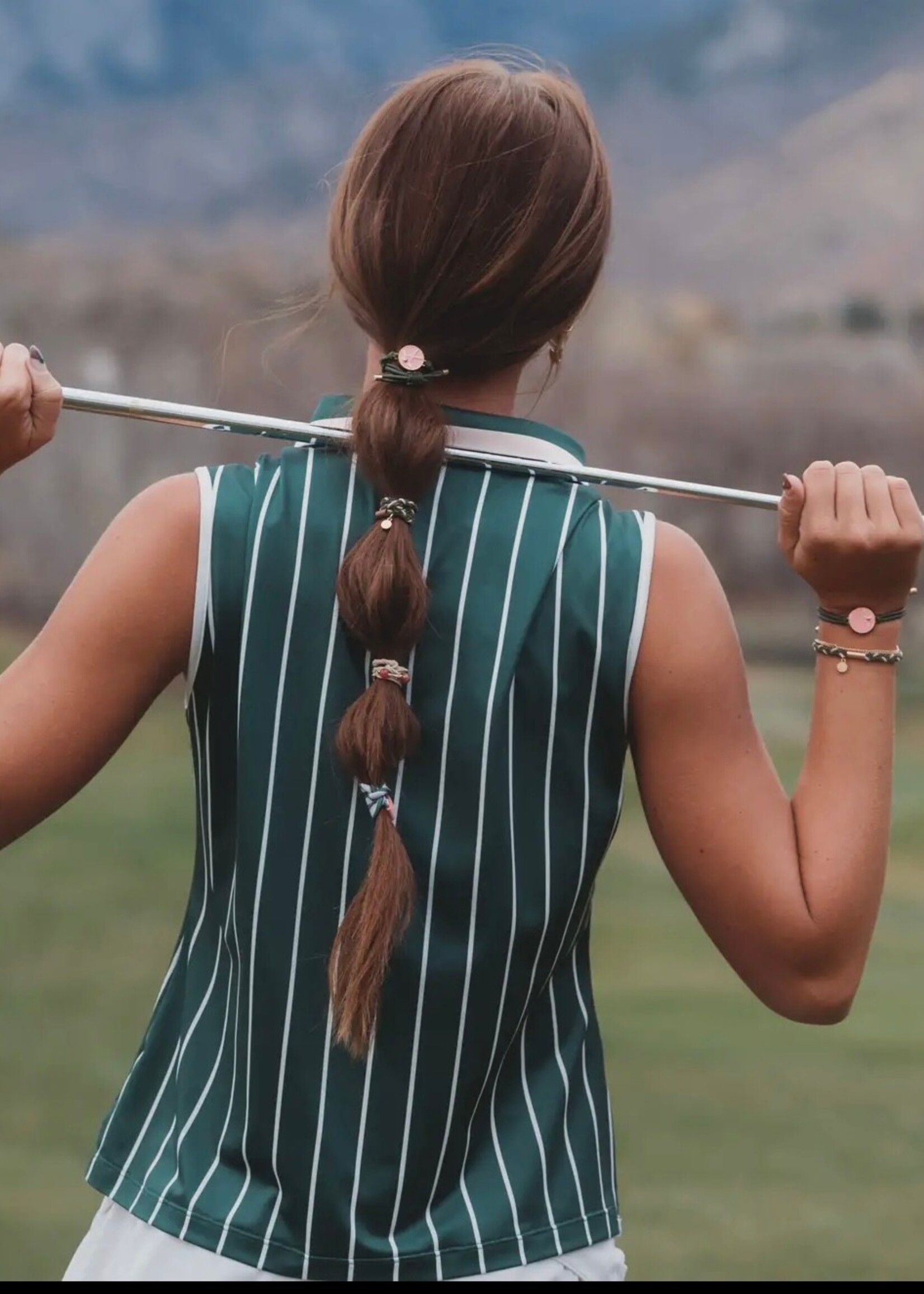 Klani Tee Time Pink and green hair tie set with ball marker