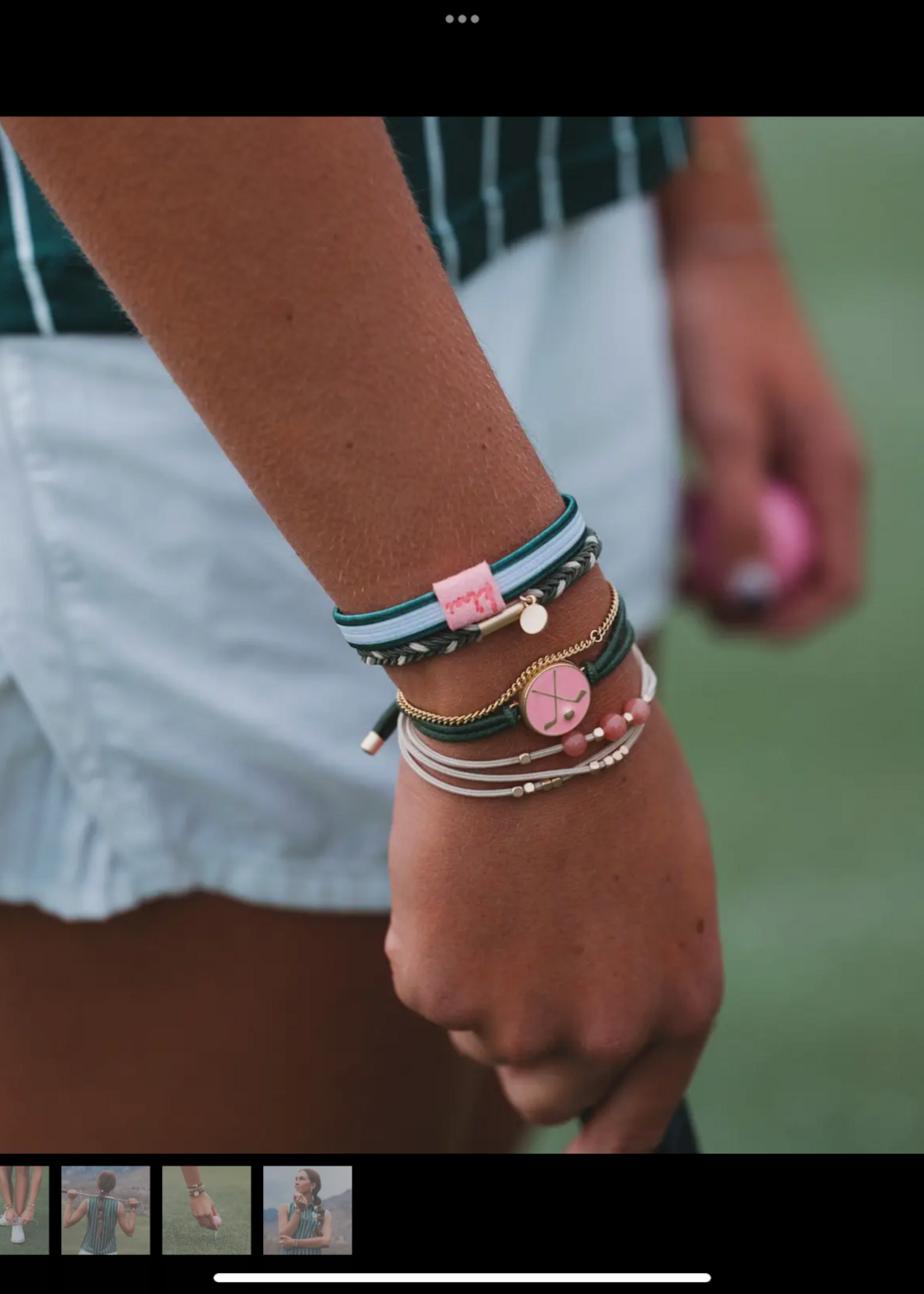 Klani Tee Time Pink and green hair tie set with ball marker